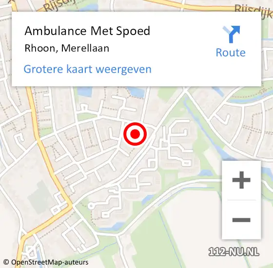 Locatie op kaart van de 112 melding: Ambulance Met Spoed Naar Rhoon, Merellaan op 23 juni 2021 11:33