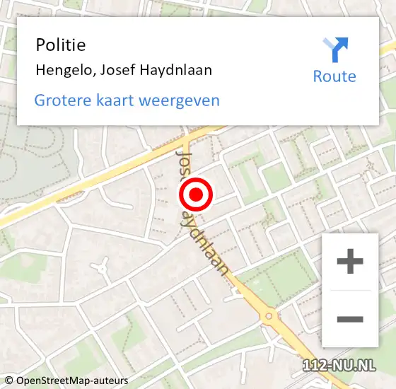 Locatie op kaart van de 112 melding: Politie Hengelo, Josef Haydnlaan op 23 juni 2021 11:45