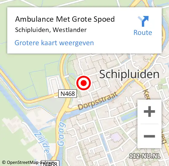 Locatie op kaart van de 112 melding: Ambulance Met Grote Spoed Naar Schipluiden, Westlander op 23 juni 2021 11:55