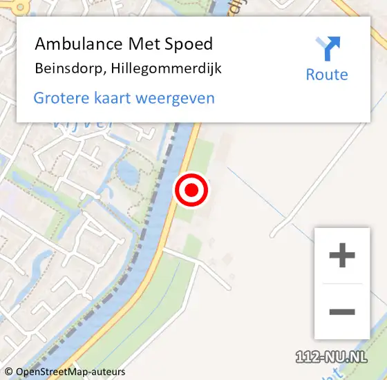 Locatie op kaart van de 112 melding: Ambulance Met Spoed Naar Beinsdorp, Hillegommerdijk op 23 juni 2021 12:50