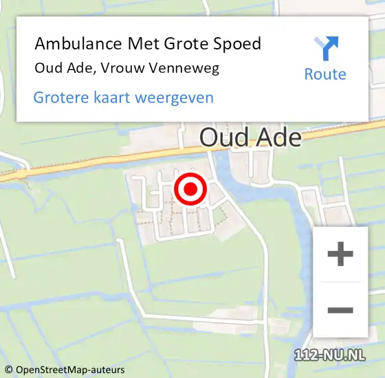 Locatie op kaart van de 112 melding: Ambulance Met Grote Spoed Naar Oud Ade, Vrouw Venneweg op 23 juni 2021 13:01