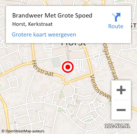 Locatie op kaart van de 112 melding: Brandweer Met Grote Spoed Naar Horst, Kerkstraat op 23 juni 2021 13:03