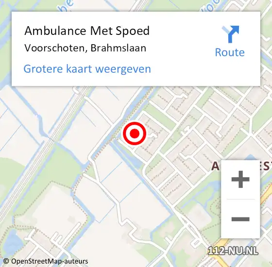 Locatie op kaart van de 112 melding: Ambulance Met Spoed Naar Voorschoten, Brahmslaan op 23 juni 2021 13:06