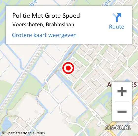 Locatie op kaart van de 112 melding: Politie Met Grote Spoed Naar Voorschoten, Brahmslaan op 23 juni 2021 13:07