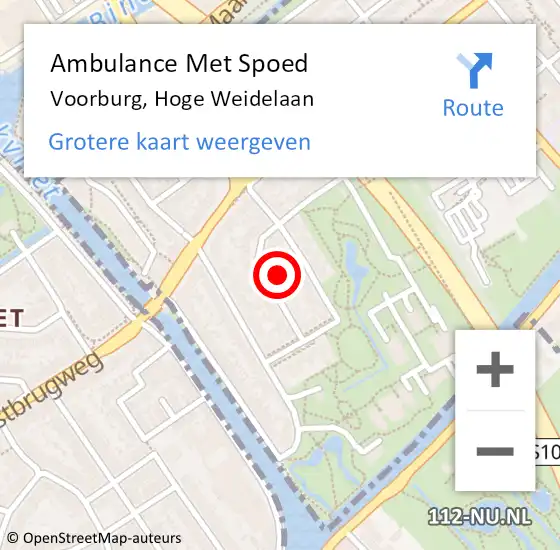 Locatie op kaart van de 112 melding: Ambulance Met Spoed Naar Voorburg, Hoge Weidelaan op 23 juni 2021 13:15