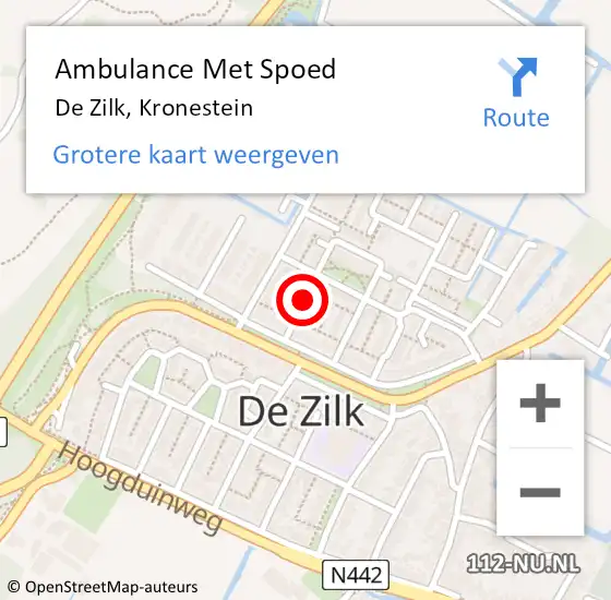 Locatie op kaart van de 112 melding: Ambulance Met Spoed Naar De Zilk, Kronestein op 23 juni 2021 13:19