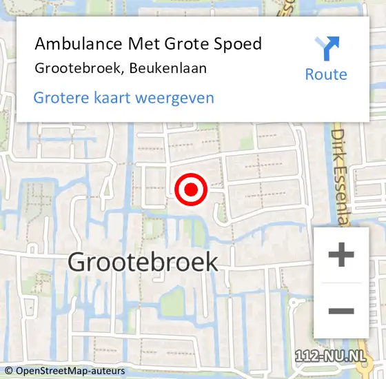 Locatie op kaart van de 112 melding: Ambulance Met Grote Spoed Naar Grootebroek, Beukenlaan op 23 juni 2021 13:25