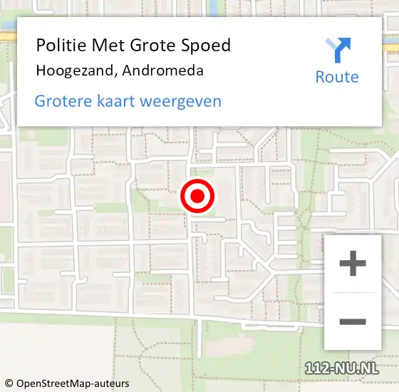 Locatie op kaart van de 112 melding: Politie Met Grote Spoed Naar Hoogezand, Andromeda op 23 juni 2021 13:42