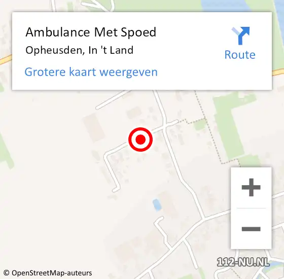 Locatie op kaart van de 112 melding: Ambulance Met Spoed Naar Opheusden, In 't Land op 23 juni 2021 13:46