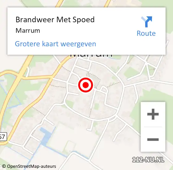 Locatie op kaart van de 112 melding: Brandweer Met Spoed Naar Marrum op 23 juni 2021 13:55