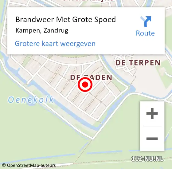 Locatie op kaart van de 112 melding: Brandweer Met Grote Spoed Naar Kampen, Zandrug op 23 juni 2021 14:14