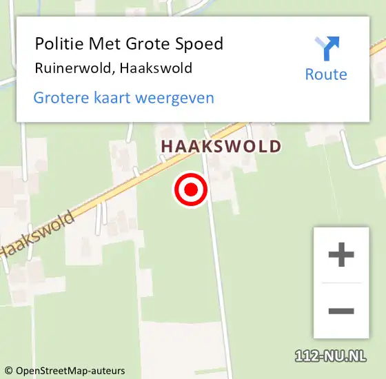 Locatie op kaart van de 112 melding: Politie Met Grote Spoed Naar Ruinerwold, Haakswold op 23 juni 2021 14:16
