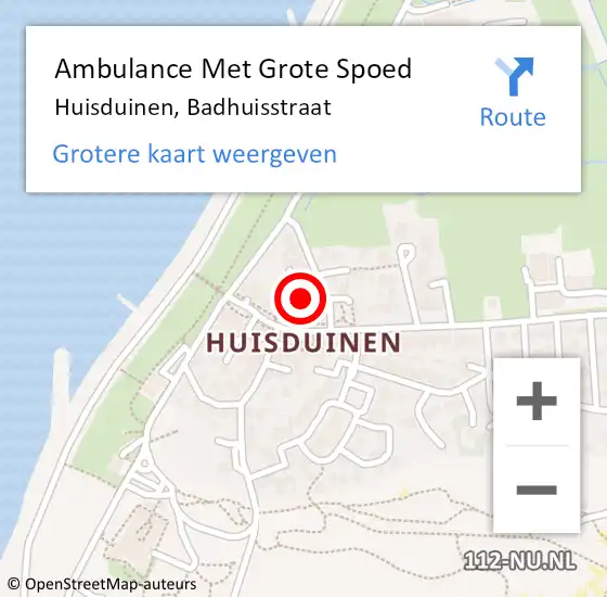 Locatie op kaart van de 112 melding: Ambulance Met Grote Spoed Naar Huisduinen, Badhuisstraat op 23 juni 2021 14:22