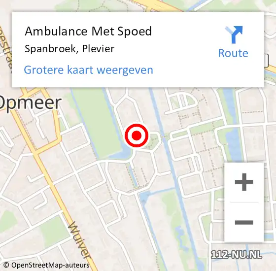 Locatie op kaart van de 112 melding: Ambulance Met Spoed Naar Spanbroek, Plevier op 14 juni 2014 05:24