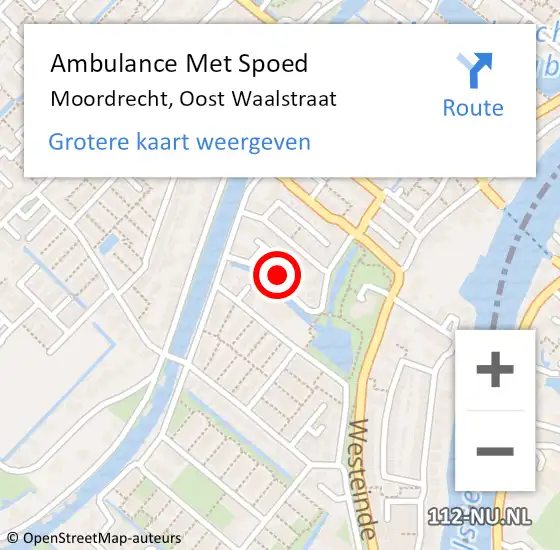 Locatie op kaart van de 112 melding: Ambulance Met Spoed Naar Moordrecht, Oost Waalstraat op 23 juni 2021 14:37