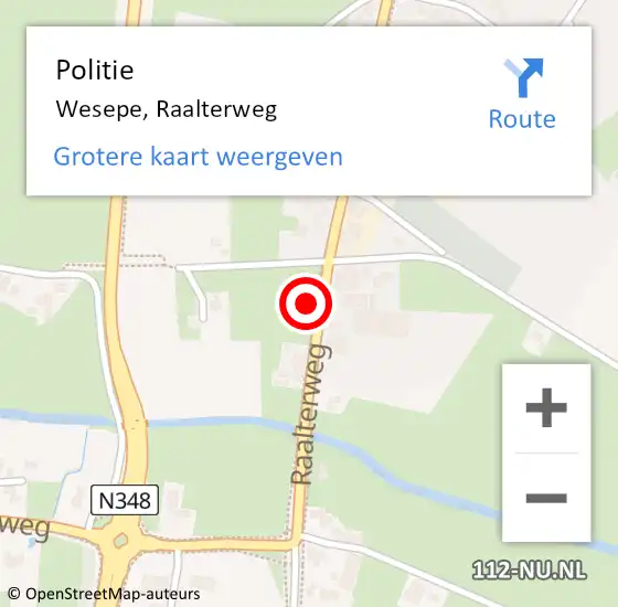 Locatie op kaart van de 112 melding: Politie Wesepe, Raalterweg op 23 juni 2021 15:27