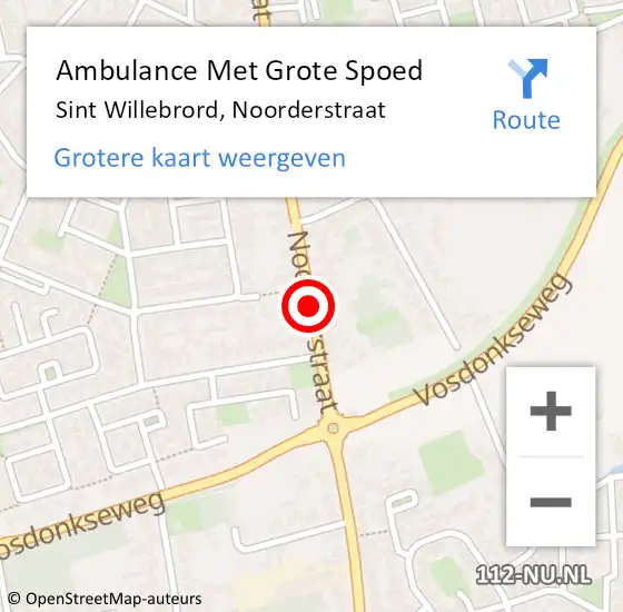 Locatie op kaart van de 112 melding: Ambulance Met Grote Spoed Naar Sint Willebrord, Noorderstraat op 23 juni 2021 15:38