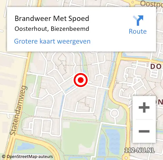 Locatie op kaart van de 112 melding: Brandweer Met Spoed Naar Oosterhout, Biezenbeemd op 23 juni 2021 16:17