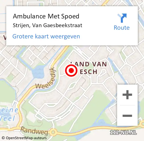 Locatie op kaart van de 112 melding: Ambulance Met Spoed Naar Strijen, Van Gaesbeekstraat op 23 juni 2021 16:32