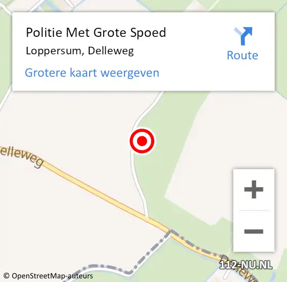 Locatie op kaart van de 112 melding: Politie Met Grote Spoed Naar Loppersum, Delleweg op 23 juni 2021 16:35