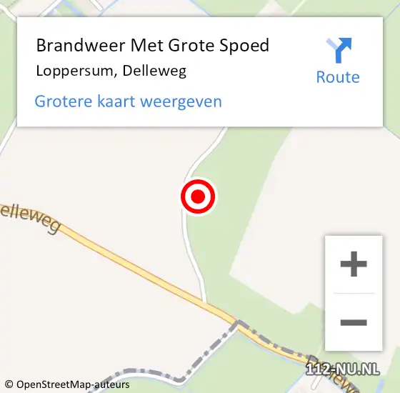 Locatie op kaart van de 112 melding: Brandweer Met Grote Spoed Naar Loppersum, Delleweg op 23 juni 2021 16:36