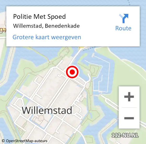 Locatie op kaart van de 112 melding: Politie Met Spoed Naar Willemstad, Benedenkade op 23 juni 2021 16:41