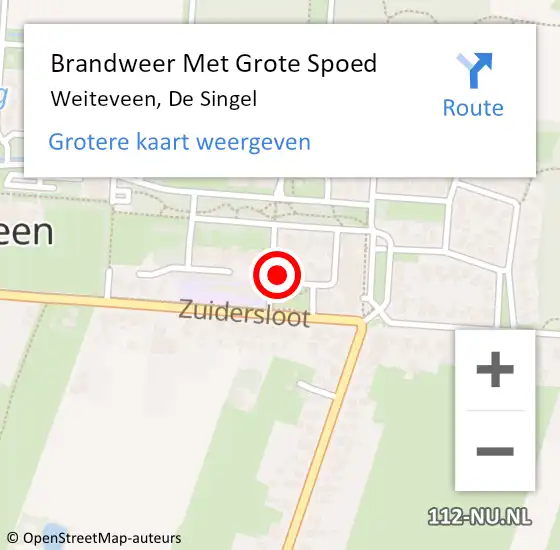 Locatie op kaart van de 112 melding: Brandweer Met Grote Spoed Naar Weiteveen, De Singel op 23 juni 2021 16:55