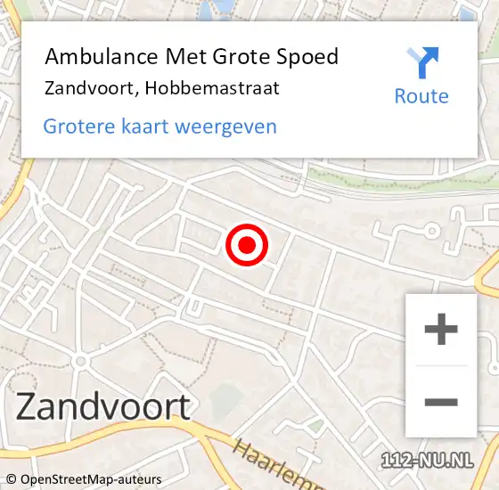 Locatie op kaart van de 112 melding: Ambulance Met Grote Spoed Naar Zandvoort, Hobbemastraat op 23 juni 2021 17:06