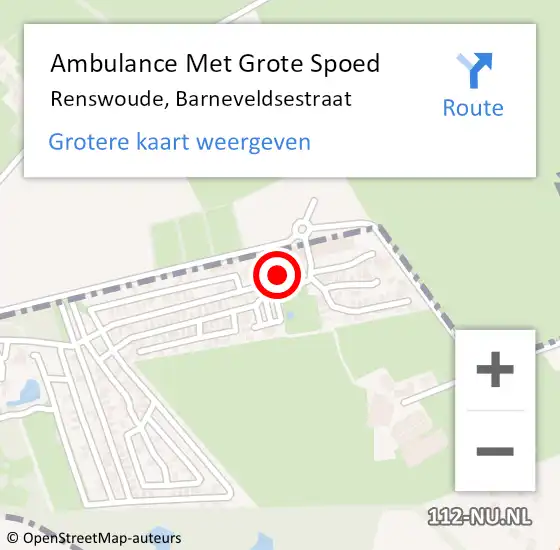 Locatie op kaart van de 112 melding: Ambulance Met Grote Spoed Naar Renswoude, Barneveldsestraat op 14 juni 2014 06:08