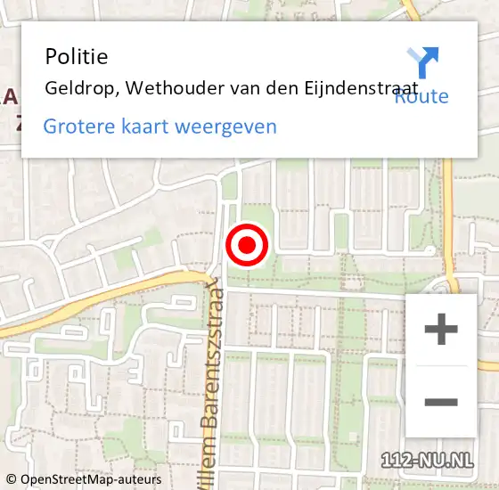 Locatie op kaart van de 112 melding: Politie Geldrop, Wethouder van den Eijndenstraat op 23 juni 2021 17:08