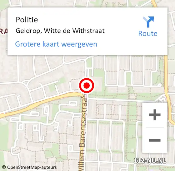 Locatie op kaart van de 112 melding: Politie Geldrop, Witte de Withstraat op 23 juni 2021 17:09