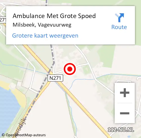 Locatie op kaart van de 112 melding: Ambulance Met Grote Spoed Naar Milsbeek, Vagevuurweg op 23 juni 2021 17:22