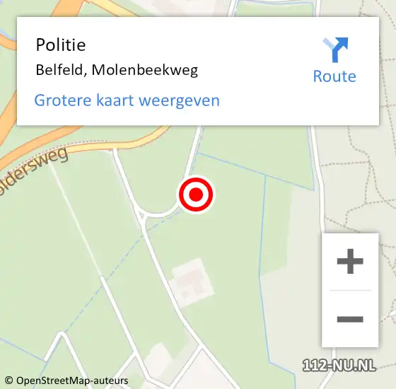 Locatie op kaart van de 112 melding: Politie Belfeld, Molenbeekweg op 23 juni 2021 17:22