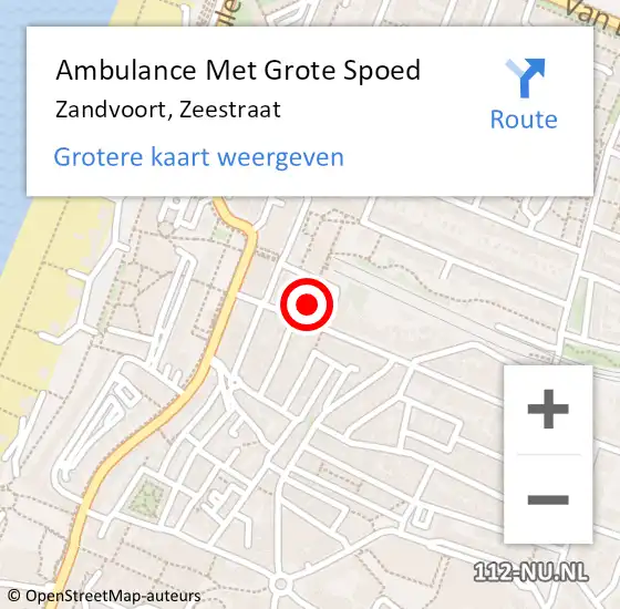 Locatie op kaart van de 112 melding: Ambulance Met Grote Spoed Naar Zandvoort, Zeestraat op 23 juni 2021 17:50