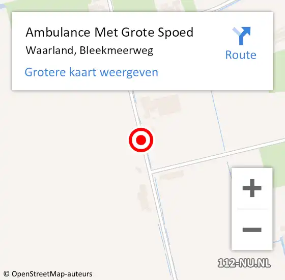 Locatie op kaart van de 112 melding: Ambulance Met Grote Spoed Naar Waarland, Bleekmeerweg op 23 juni 2021 18:21