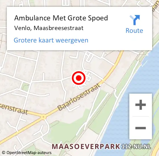 Locatie op kaart van de 112 melding: Ambulance Met Grote Spoed Naar Venlo, Maasbreesestraat op 23 juni 2021 18:25