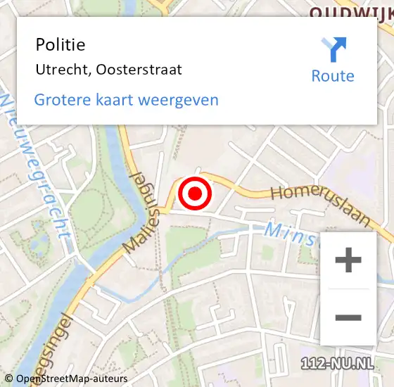 Locatie op kaart van de 112 melding: Politie Utrecht, Oosterstraat op 23 juni 2021 18:33