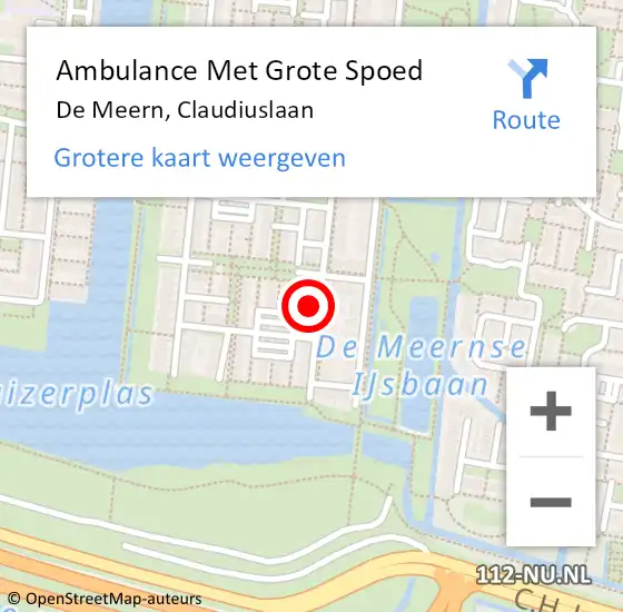 Locatie op kaart van de 112 melding: Ambulance Met Grote Spoed Naar De Meern, Claudiuslaan op 23 juni 2021 19:22