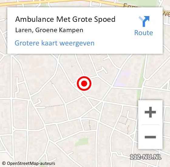 Locatie op kaart van de 112 melding: Ambulance Met Grote Spoed Naar Laren, Groene Kampen op 14 juni 2014 07:03