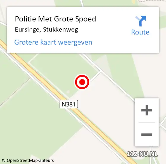 Locatie op kaart van de 112 melding: Politie Met Grote Spoed Naar Eursinge, Stukkenweg op 23 juni 2021 19:29