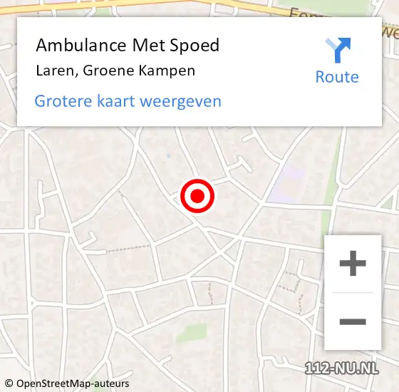 Locatie op kaart van de 112 melding: Ambulance Met Spoed Naar Laren, Groene Kampen op 14 juni 2014 07:07