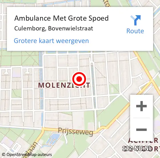 Locatie op kaart van de 112 melding: Ambulance Met Grote Spoed Naar Culemborg, Bovenwielstraat op 23 juni 2021 20:19