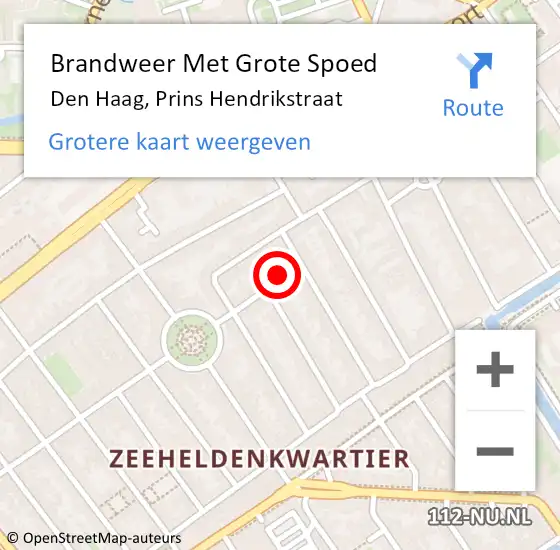 Locatie op kaart van de 112 melding: Brandweer Met Grote Spoed Naar Den Haag, Prins Hendrikstraat op 23 juni 2021 20:23