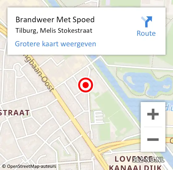 Locatie op kaart van de 112 melding: Brandweer Met Spoed Naar Tilburg, Melis Stokestraat op 23 juni 2021 20:30