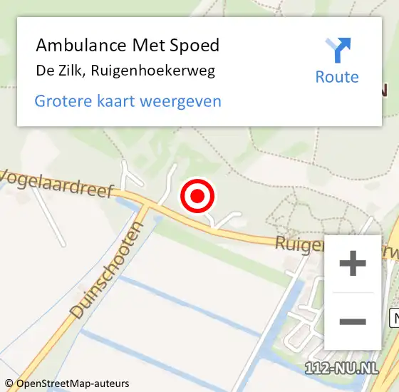 Locatie op kaart van de 112 melding: Ambulance Met Spoed Naar De Zilk, Ruigenhoekerweg op 23 juni 2021 21:01