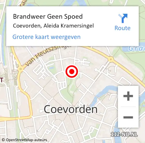 Locatie op kaart van de 112 melding: Brandweer Geen Spoed Naar Coevorden, Aleida Kramersingel op 23 juni 2021 21:27