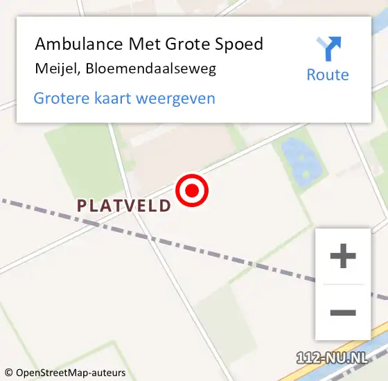 Locatie op kaart van de 112 melding: Ambulance Met Grote Spoed Naar Meijel, Bloemendaalseweg op 14 juni 2014 07:19