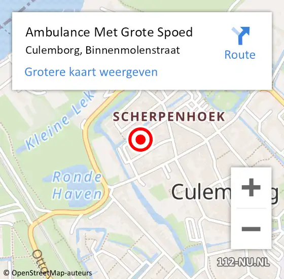 Locatie op kaart van de 112 melding: Ambulance Met Grote Spoed Naar Culemborg, Binnenmolenstraat op 23 juni 2021 21:27