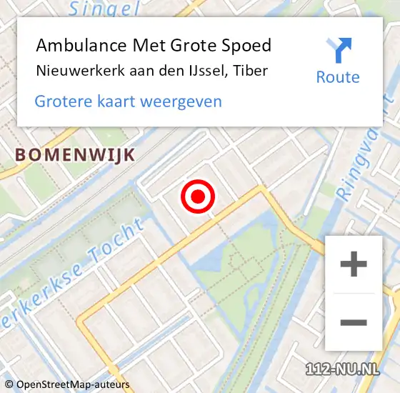 Locatie op kaart van de 112 melding: Ambulance Met Grote Spoed Naar Nieuwerkerk aan den IJssel, Tiber op 23 juni 2021 21:46