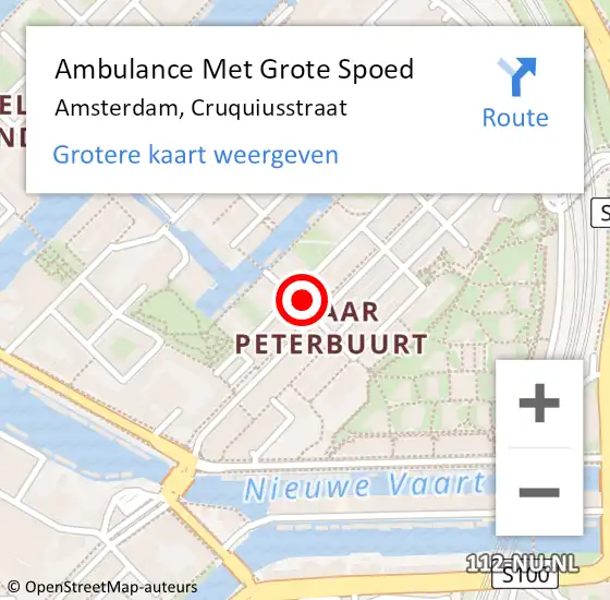 Locatie op kaart van de 112 melding: Ambulance Met Grote Spoed Naar Amsterdam, Cruquiusstraat op 23 juni 2021 21:52
